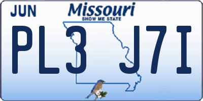 MO license plate PL3J7I