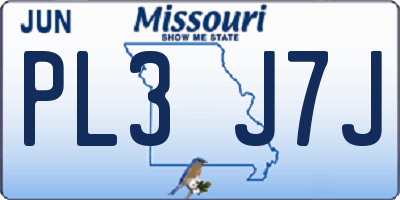 MO license plate PL3J7J