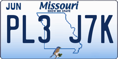 MO license plate PL3J7K