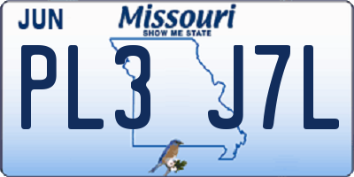 MO license plate PL3J7L