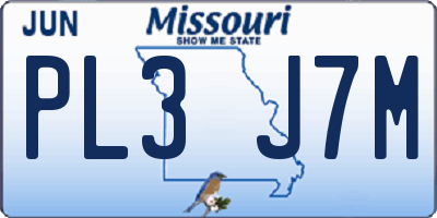 MO license plate PL3J7M