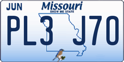 MO license plate PL3J7O