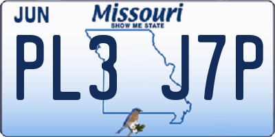 MO license plate PL3J7P