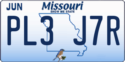 MO license plate PL3J7R