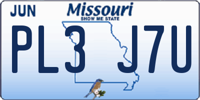 MO license plate PL3J7U