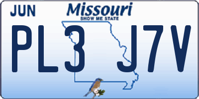 MO license plate PL3J7V