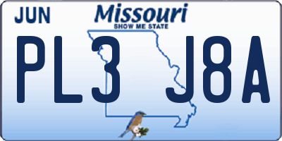 MO license plate PL3J8A