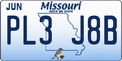 MO license plate PL3J8B