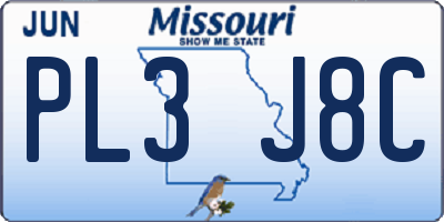 MO license plate PL3J8C