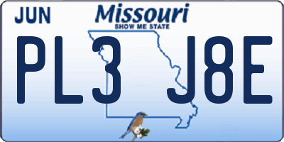 MO license plate PL3J8E