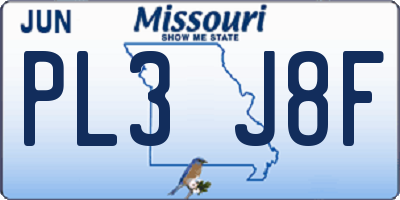 MO license plate PL3J8F
