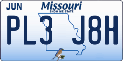 MO license plate PL3J8H