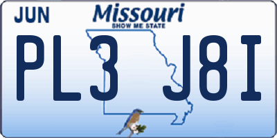 MO license plate PL3J8I