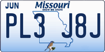 MO license plate PL3J8J