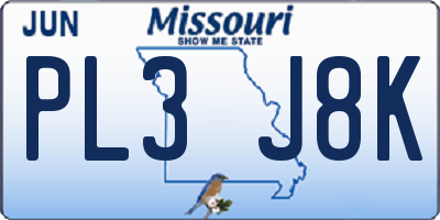 MO license plate PL3J8K