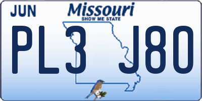 MO license plate PL3J8O