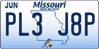 MO license plate PL3J8P