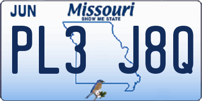 MO license plate PL3J8Q