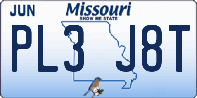 MO license plate PL3J8T