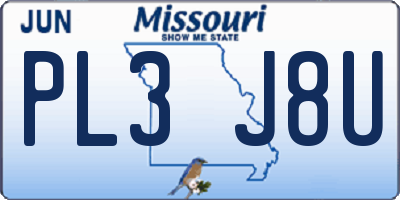 MO license plate PL3J8U