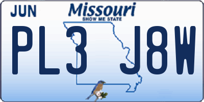 MO license plate PL3J8W
