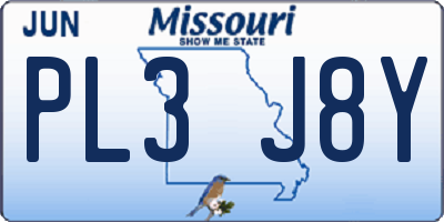 MO license plate PL3J8Y