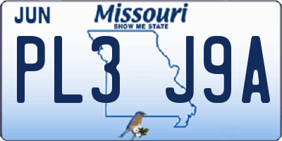 MO license plate PL3J9A