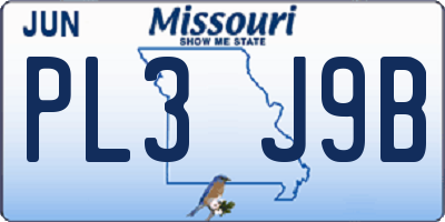 MO license plate PL3J9B