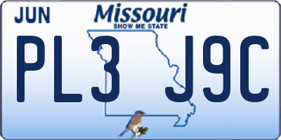 MO license plate PL3J9C