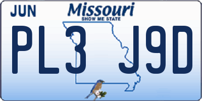 MO license plate PL3J9D