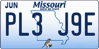 MO license plate PL3J9E