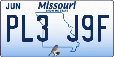 MO license plate PL3J9F