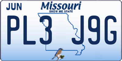 MO license plate PL3J9G