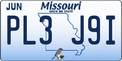 MO license plate PL3J9I
