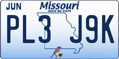 MO license plate PL3J9K