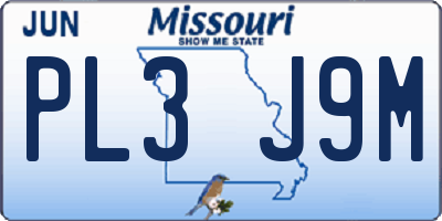 MO license plate PL3J9M