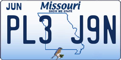 MO license plate PL3J9N