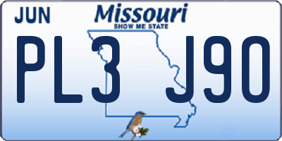 MO license plate PL3J9O