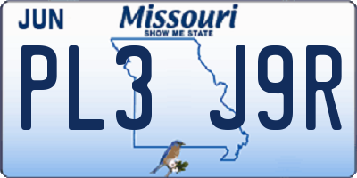 MO license plate PL3J9R