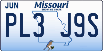 MO license plate PL3J9S