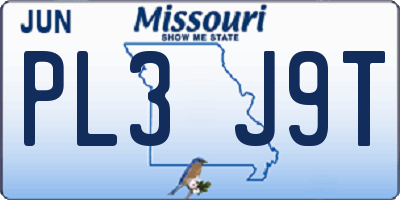 MO license plate PL3J9T