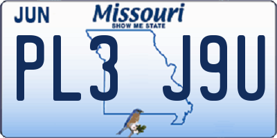 MO license plate PL3J9U