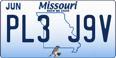 MO license plate PL3J9V