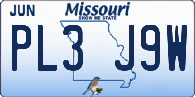 MO license plate PL3J9W