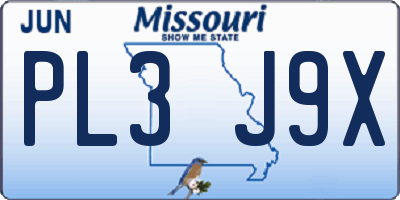 MO license plate PL3J9X