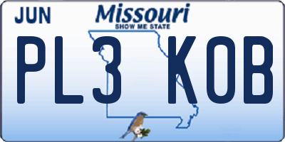 MO license plate PL3K0B
