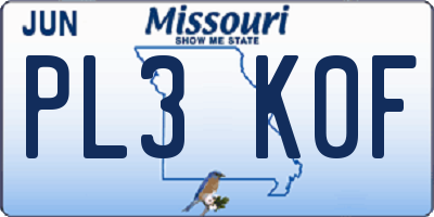 MO license plate PL3K0F
