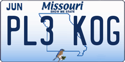 MO license plate PL3K0G