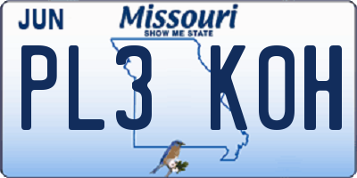 MO license plate PL3K0H