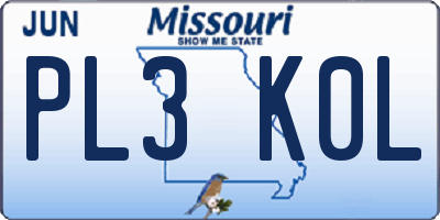 MO license plate PL3K0L